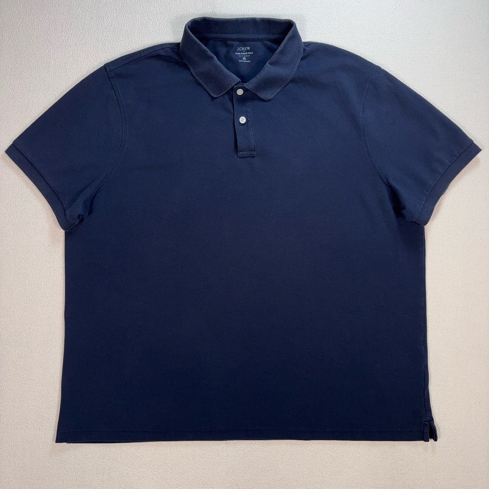 J.Crew Flex Pique Untucked Fit Polo Men's 2XL‎ Navy Stretch Shirt AV140